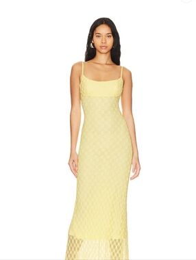Bardot Yellow Lace Spaghetti-Strap Maxi Dress*150*
